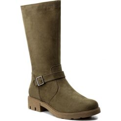 Kozaki WASAK - 0482 Oliwka Nubuk. Zielone kozaki damskie Wasak, ze skóry, bez obcasa, na obcasie, bez zapięcia. W wyprzedaży za 299,00 zł.