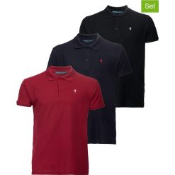 Koszulki polo (3 szt.) w kolorze bordowym, granatowym i czarnym. Czerwone koszulki męskie Polo Club Men, xxl, z haftami, z bawełny, polo, bez rękawów. W wyprzedaży za 242,95 zł.