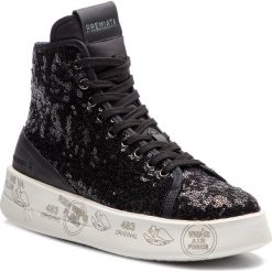 Sneakersy PREMIATA - Edith 2706 Czarny. Czarne półbuty damskie marki Premiata, bez wzorów, ze skóry, bez obcasa, na koturnie, bez zapięcia. W wyprzedaży za 589,00 zł.
