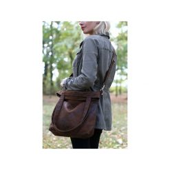 Brązowa torba z zamszu eko. Pomarańczowe torby na laptopa Karolina audycka, w paski, ze skóry, biznesowe. Za 195,00 zł.