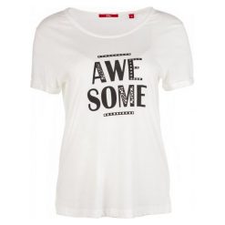 S.Oliver T-Shirt Damski 36 Kremowy. Białe t-shirty damskie S.Oliver, s, z napisami. Za 60,00 zł.