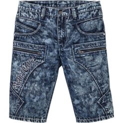 Bermudy dżinsowe Regular Fit bonprix niebieski "used". Niebieskie jeansy męskie bonprix, m, z haftami. Za 134,99 zł.