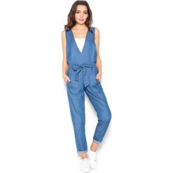 Katrus Kombinezon damski K381 blue, niebieski, XL. Niebieskie kombinezony damskie KATRUS, xl, bez wzorów, z bawełny, bez kołnierzyka, bez rękawów. W wyprzedaży za 275,00 zł.