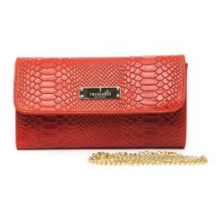 Kopertówki damskie: Skórzana kopertówka w kolorze czerwonym – (S)26 x (W)15 cm
