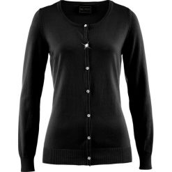 Sweter rozpinany bonprix czarny. Czarne swetry damskie bonprix, bez wzorów, bez rękawów, bez kaptura. Za 69,99 zł.