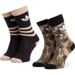 Zestaw 2 par wysokich skarpet unisex adidas - Camo Crew 2Pp DV1501 Multco/Black/White. Czarne skarpetki damskie Adidas, bez wzorów, z elastanu. Za 49,95 zł.