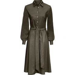 Sukienka szmizjerka bonprix khaki. Zielone sukienki damskie bonprix, bez wzorów, klasyczne, z koszulowym kołnierzykiem, bez rękawów, plisowane. Za 179,99 zł.
