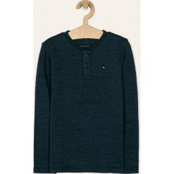 Tommy Hilfiger - Sweter dziecięcy 128-176 cm. Niebieskie swetry chłopięce TOMMY HILFIGER, bez wzorów, z elastanu, z okrągłym kołnierzem. Za 189,90 zł.