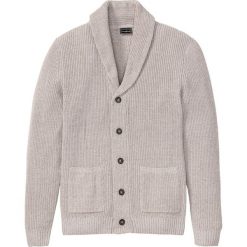 Sweter rozpinany z bawełny z recyclingu bonprix beżowy melanż. Brązowe swetry męskie bonprix, s, bez wzorów, z bawełny. Za 99,99 zł.