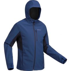 Kurtka Softshell trekkingowa - TREK 500 WINDWARM męska. Niebieskie kurtki męskie FORCLAZ, xl, bez wzorów, z elastanu, bez kaptura, trekkingowe. Za 199,99 zł.