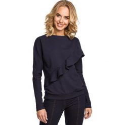 EMELY Bluza z falbanką - granatowa. Czarne bluzy damskie Moe, s, bez wzorów, bez rękawów, bez kaptura. Za 139,00 zł.