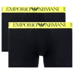 Komplet 2 par bokserek Emporio Armani Underwear 111769 9P720 07320. Czarne bokserki męskie Emporio Armani Underwear, bez wzorów, z elastanu. W wyprzedaży za 129,00 zł.
