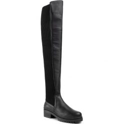 Muszkieterki UNISA - Isaba F19 Glo Black. Czarne kozaki damskie Unisa, ze skóry, przed kolano, na wysokim obcasie, na obcasie, bez zapięcia. Za 749,00 zł.