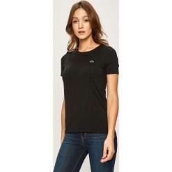 Lacoste - T-shirt. Niebieskie bluzki damskie Lacoste, s, bez wzorów, z elastanu, z okrągłym kołnierzem, z krótkim rękawem. W wyprzedaży za 129,90 zł.