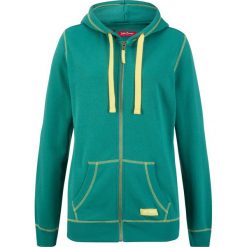 Bluza rozpinana z kapturem bonprix szmaragdowy. Niebieskie bluzy damskie bonprix, bez wzorów, bez rękawów, z kapturem. Za 79,99 zł.