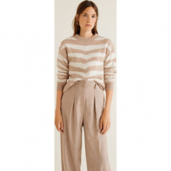 Mango - Sweter Zebra. Różowe swetry klasyczne damskie Mango, l, z dzianiny, z okrągłym kołnierzem. Za 159,90 zł.