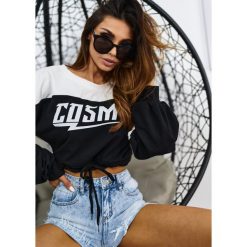 Bluza Cosmic Kolor Black Uni. Czarne bluzy damskie LIGARI, uniwersalny, w paski, z bawełny, z krótkim rękawem, krótkie, bez kaptura. Za 109,00 zł.