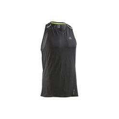 Koszulka do biegania bez rękawów KIPRUN męska. Czarne t-shirty męskie marki KALENJI, s, z elastanu, bez rękawów, do biegania. W wyprzedaży za 44,99 zł.