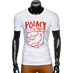 T-shirt męski z nadrukiem S966 - biały. Białe t-shirty męskie Ombre Clothing, s, z nadrukiem, bez kołnierzyka. Za 19,99 zł.