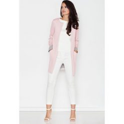 Różowy Prosty Pastelowy Płaszcz bez Zapięcia. Różowe kurtki damskie Molly.pl, s, bez wzorów, eleganckie, długie. Za 135,90 zł.