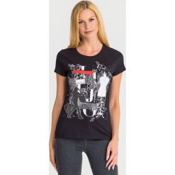 T-SHIRT LIU JO. Czarne t-shirty damskie Liu Jo, s, z nadrukiem, z elastanu, z okrągłym kołnierzem. Za 221,40 zł.