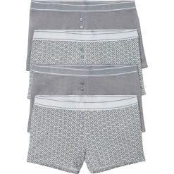 Bokserki damskie (4 pary) bonprix szaro-matowy srebrny z nadrukiem. Szare majtki damskie bonprix, z nadrukiem. Za 59,96 zł.