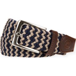 Pasek Beżowo-Granatowy Braid. Brązowe paski męskie LANCERTO, w paski, z bawełny, sportowe. W wyprzedaży za 59,90 zł.