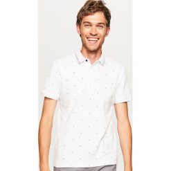 Koszulka polo w drobny wzór - Biały. Białe koszulki polo Reserved, l. Za 59,99 zł.