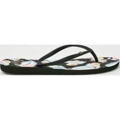 Roxy - Japonki. Czarne klapki damskie marki Roxy, bez wzorów, z gumy, bez obcasa. Za 99,90 zł.