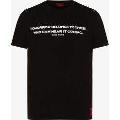 HUGO - T-shirt męski – Domorrow, czarny. Czarne t-shirty męskie HUGO, m, z aplikacjami, bez kołnierzyka. Za 249,95 zł.