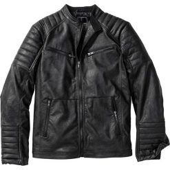 Kurtka ze sztucznej skóry Slim Fit bonprix czarny. Czarne kurtki męskie bonprix, m, bez wzorów, z dzianiny, bez kaptura. Za 239,99 zł.