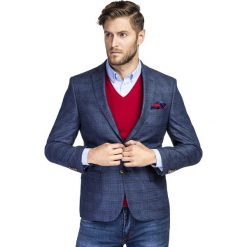 Marynarka LEONARDO MANS000215. Niebieskie marynarki męskie Giacomo Conti, m, bez wzorów, z elastanu, klasyczne. Za 599,00 zł.
