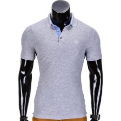Koszulka męska polo bez nadruku S837 - szara. Szare koszulki męskie Ombre Clothing, s, z nadrukiem, klasyczne, bez rękawów. Za 19,00 zł.