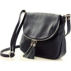 Torebka crossbody skórzana włoska MAZZINI - Salina granatowa. Czarne torebki klasyczne damskie MAZZINI, w paski, ze skóry. Za 175,00 zł.