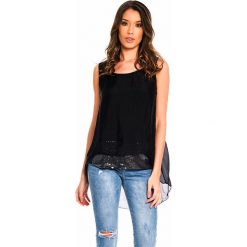 Jedwabny top w kolorze czarnym. Czarne topy damskie Silk Premium, s, bez wzorów, z jedwabiu, z okrągłym kołnierzem. W wyprzedaży za 128,95 zł.