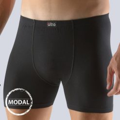 Bokserki męskie GINO Modal dłuższe czarne. Czarne bokserki męskie GINO, bez wzorów, z dzianiny. Za 37,99 zł.