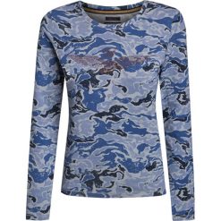T-shirt AERONAUTICA MILITARE. Niebieskie bluzki damskie Aeronautica Militare, z aplikacjami, z dzianiny, z okrągłym kołnierzem. W wyprzedaży za 455,00 zł.