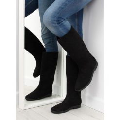 Kalosze damskie czarne OLIVIA. Czarne kalosze damskie FunKee.pl, bez wzorów, z zamszu. Za 120,99 zł.