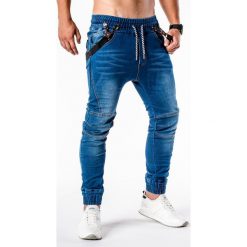 SPODNIE MĘSKIE JEANSOWE JOGGERY P448 - NIEBIESKIE. Niebieskie joggery męskie marki Ombre Clothing, z bawełny. Za 84,00 zł.