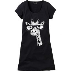 Koszula nocna z motywem zwierzątka bonprix czarny z nadrukiem. Czarne koszule nocne damskie marki bonprix, z nadrukiem, bez rękawów. Za 34,99 zł.