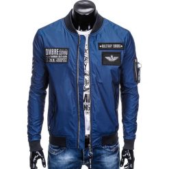 KURTKA MĘSKA PRZEJŚCIOWA BOMBERKA C350 - GRANATOWA. Niebieskie kurtki męskie bomber Ombre Clothing, m, z poliesteru. Za 99,00 zł.
