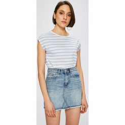 Calvin Klein Jeans - Top. Niebieskie topy damskie marki Calvin Klein Jeans, s, z bawełny, z okrągłym kołnierzem. W wyprzedaży za 139,90 zł.