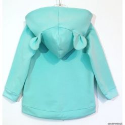 Bluza uszata rozpinana- aqua. Niebieskie bluzy niemowlęce Pakamera, bez wzorów, bez rękawów, bez kaptura. Za 95,00 zł.