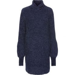 Sukienka dzianinowa z szenili bonprix ciemnoniebieski. Niebieskie sukienki damskie bonprix, bez wzorów, z dzianiny, bez kołnierzyka, bez rękawów. Za 79,99 zł.