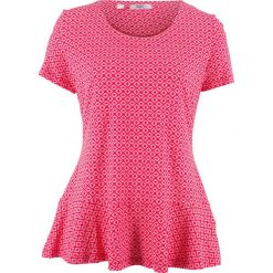 Shirt z baskinką, krótki rękaw bonprix czerwień granatu wzorzysty. Czerwone bluzki damskie marki bonprix, bez wzorów, bez kołnierzyka, z krótkim rękawem. Za 27,99 zł.