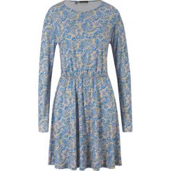 Sukienka we wzór paisley, długi rękaw bonprix oliwkowy "paisley". Zielone sukienki damskie bonprix, bez wzorów, bez kołnierzyka, z długim rękawem, długie, maxi. Za 84,99 zł.