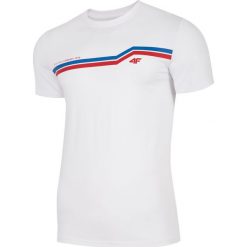 T-shirt męski TSM221 - biały. Białe koszulki męskie 4f, m, bez wzorów, bez kołnierzyka, bez rękawów. Za 49,99 zł.