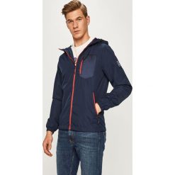 Jack & Jones - Kurtka. Niebieskie płaszcze męskie Jack & Jones, s, bez wzorów, z bawełny, krótkie, z kapturem. W wyprzedaży za 159,90 zł.