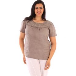 T-shirty damskie: Lniana koszulka „Geneve” w kolorze szarobrązowym