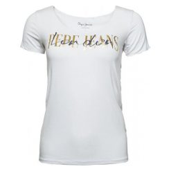 Pepe Jeans T-Shirt Damski Mona M Biały. Białe koszulki damskie Pepe Jeans, m, bez wzorów, z jeansu, bez kołnierzyka. Za 169,00 zł.